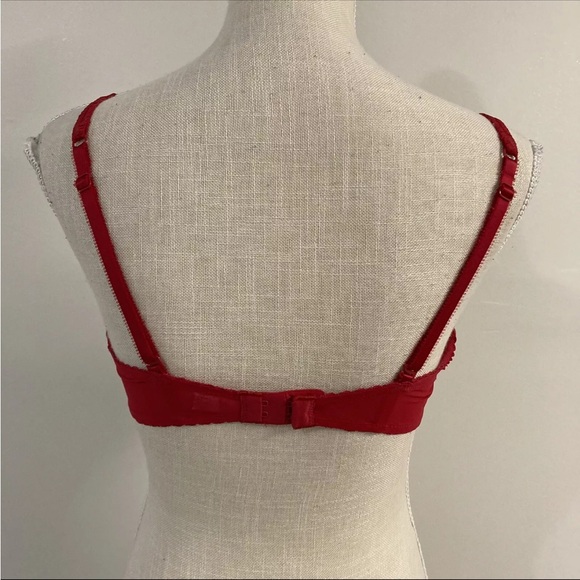 Victorias Secret 34D Dream Angels Padded Lined Balconet Bra Lacey Red Floral - Picture 6 of 8